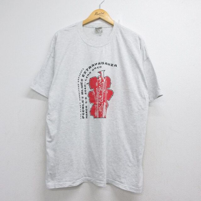 ヘインズ 半袖Tシャツ PICKLES BLUES グレー メンズXL相当 | 古着