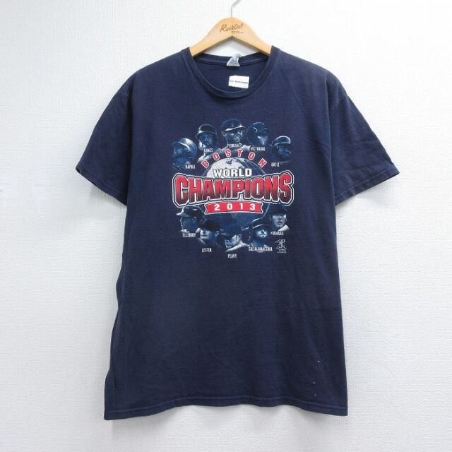 半袖Tシャツ ボストンレッドソックス上原浩治プリント ネイビー メンズL相当 | 古着