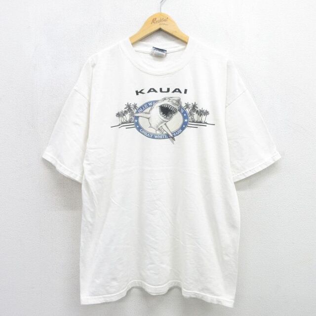 半袖Tシャツ サメ ホワイト メンズXL相当 | 古着