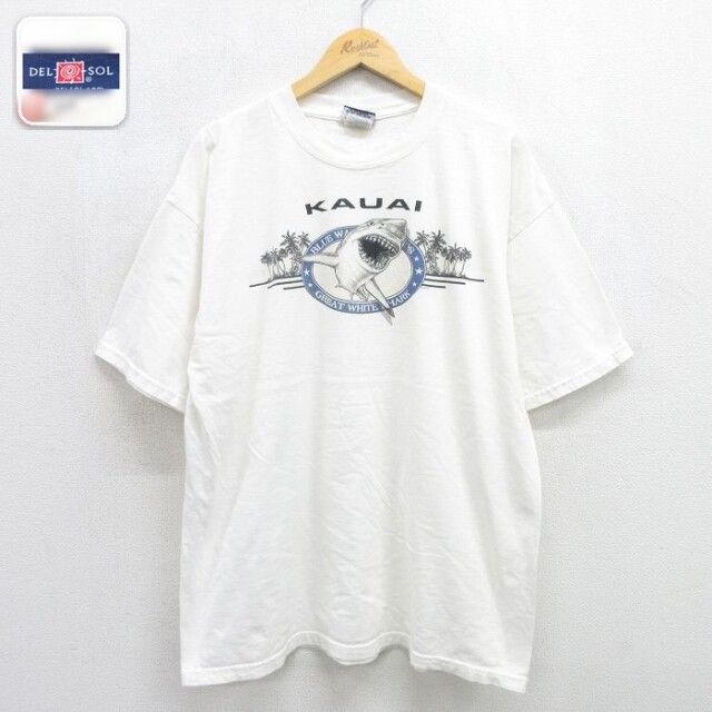 半袖Tシャツ サメ ホワイト メンズXL相当 | 古着