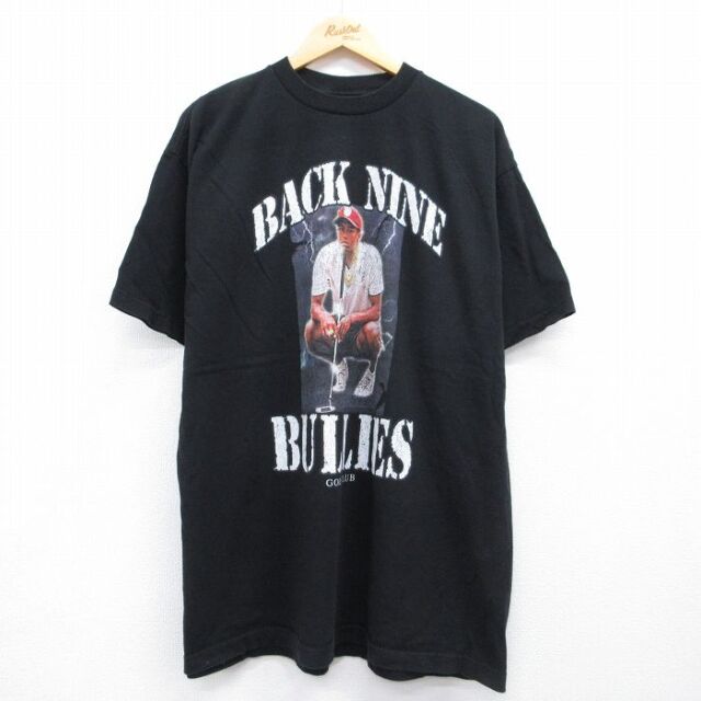 XL★古着 半袖 Tシャツ メンズ タイガーウッズ 大きいサイズ コットン クルーネック ブラック【spe】 26jul09