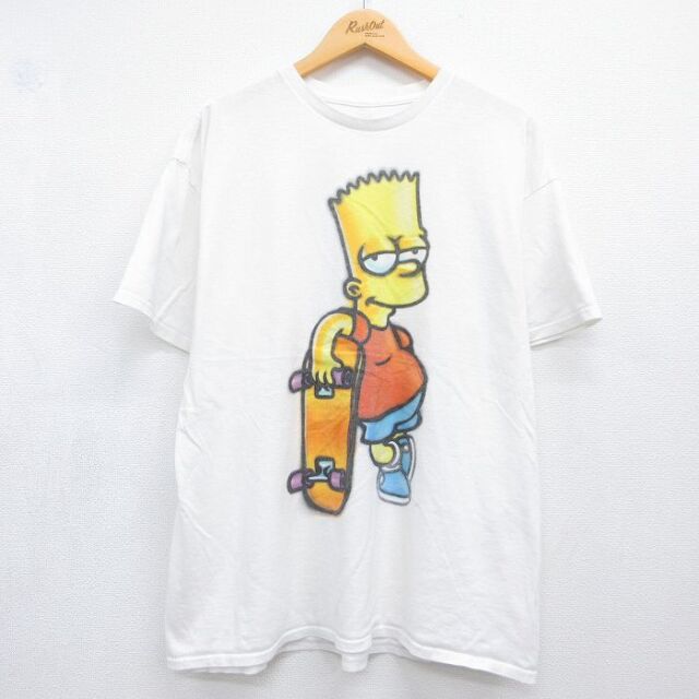 シンプソンズ 半袖Tシャツ スケボー ホワイト メンズXL相当 | 古着