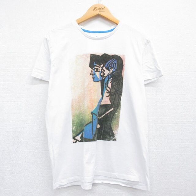パブロピカソ 半袖Tシャツ アート ホワイト メンズL相当 | 古着