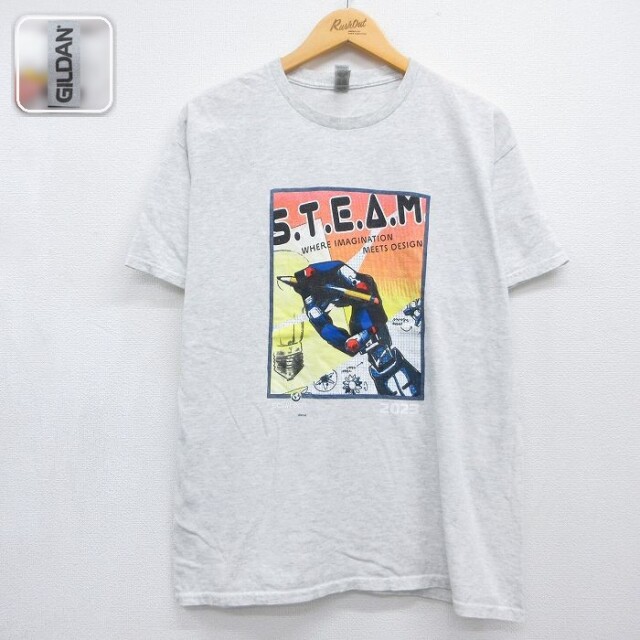 半袖Tシャツ STEAM企業広告 グレー メンズL相当 | 古着