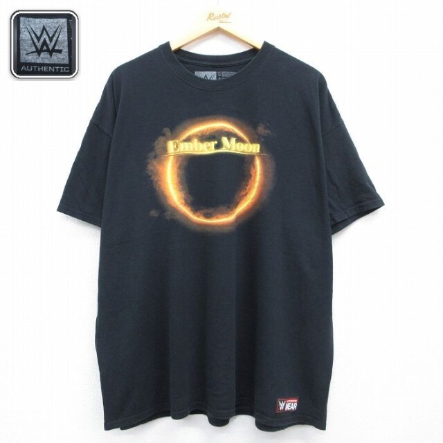 ワールドプロレスリング 半袖Tシャツ エンバームーン ブラック メンズXL相当 | 古着