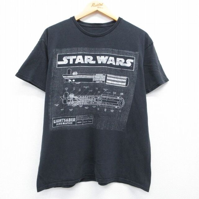 スターウォーズ 半袖Tシャツ ライトセーバー ブラック メンズL相当 | 古着