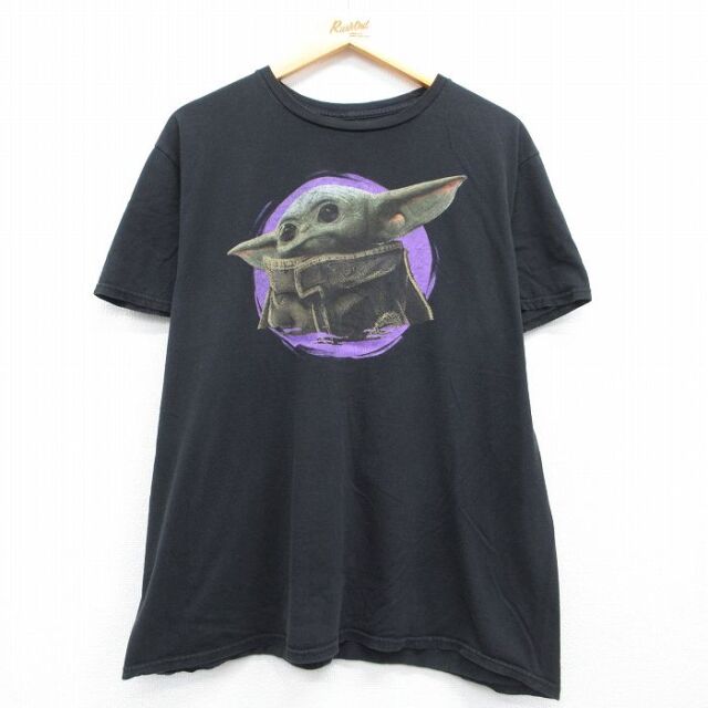 スターウォーズ 半袖Tシャツ ベビーヨーダ ブラック メンズXL相当 | 古着