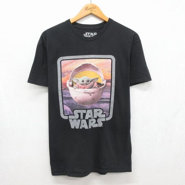 スターウォーズ 半袖Tシャツ ベビーヨーダ ブラック メンズL相当 | 古着