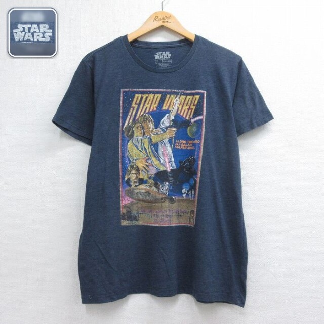 スターウォーズ 半袖Tシャツ 映画プリント ネイビー霜降り メンズL相当 | 古着
