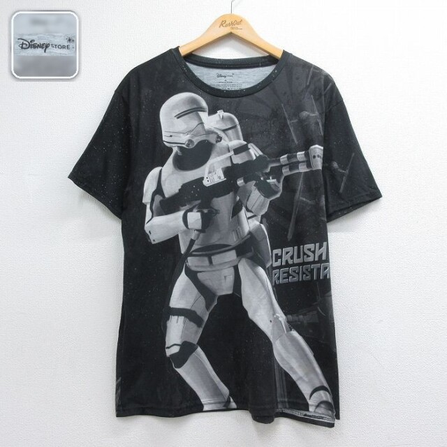 スターウォーズ 半袖Tシャツ ファーストオーダーフレイムトルーパー全面プリント ブラック メンズXL相当 | 古着
