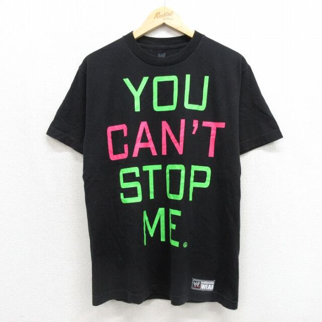 ワールドプロレスリング 半袖Tシャツ ジョンシナプリント ブラック メンズM相当 | 古着