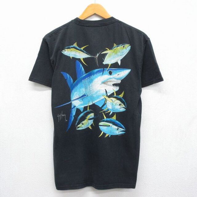半袖Tシャツ サメ ブラック メンズM相当 | 古着