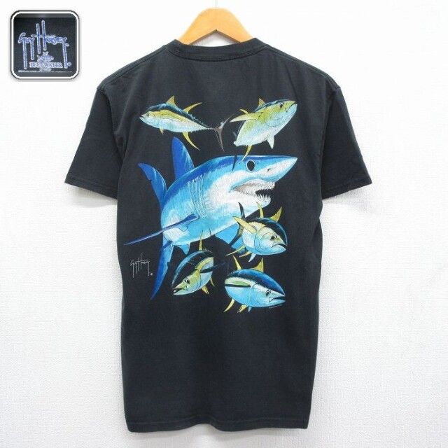 半袖Tシャツ サメ ブラック メンズM相当 | 古着
