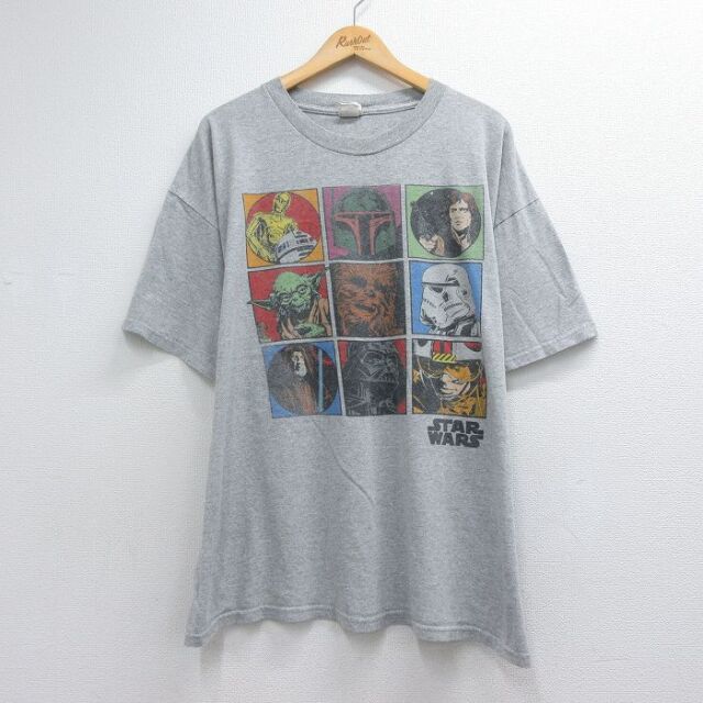 半袖Tシャツ スターウォーズヨーダプリント グレー メンズXL相当 | 古着