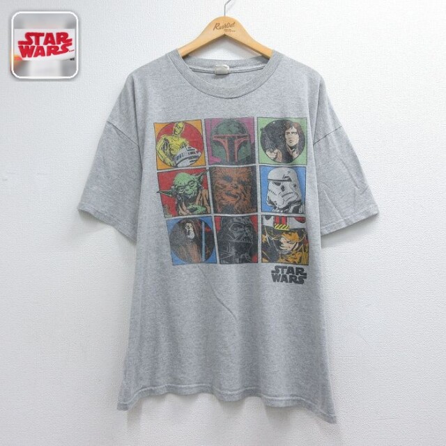 半袖Tシャツ スターウォーズヨーダプリント グレー メンズXL相当 | 古着
