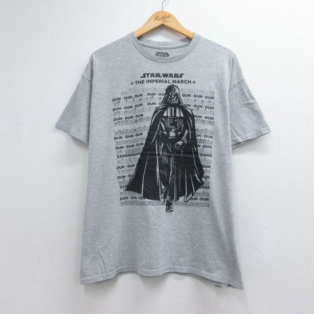 XL★古着 半袖 Tシャツ メンズ 映画 スターウォーズ ダースベイダー グレー 霜降り【spe】 26jul15