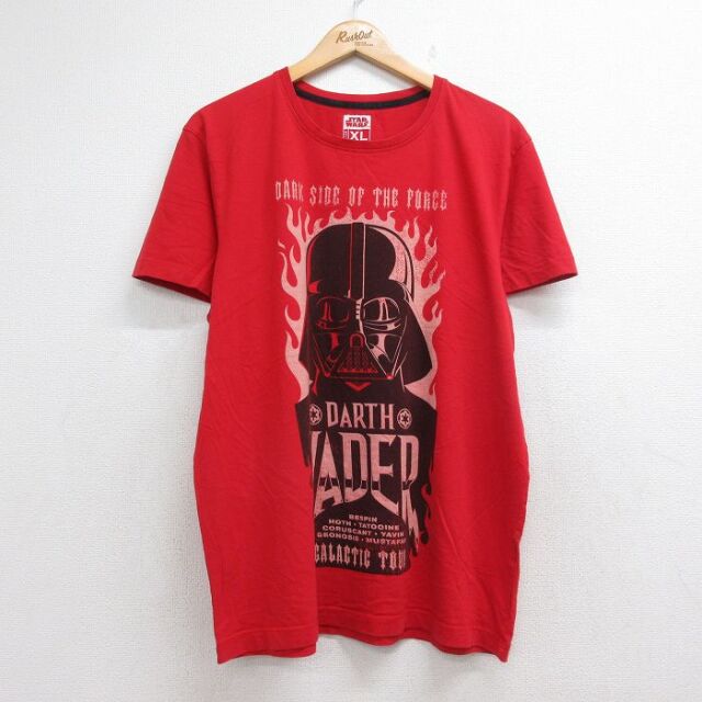 スターウォーズ 半袖Tシャツ ダースベイダープリント レッド メンズXL相当 | 古着