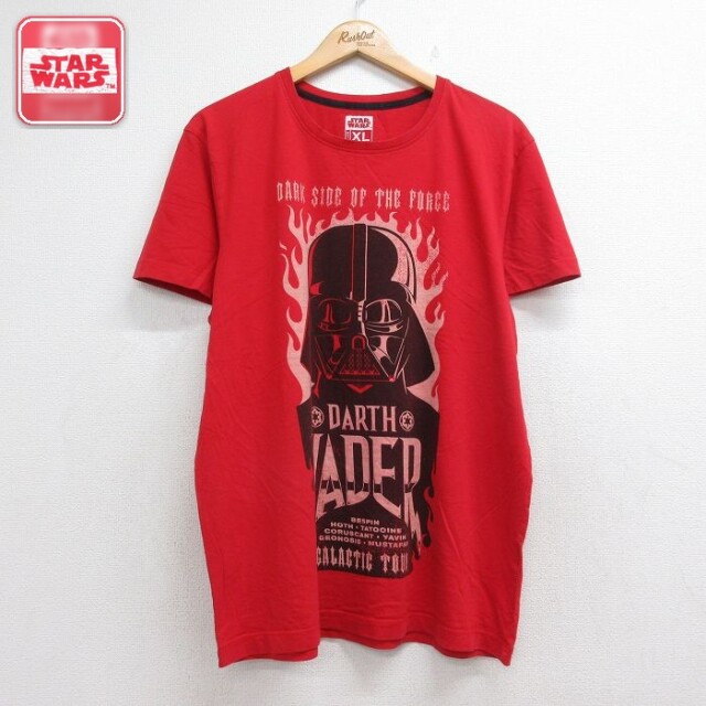 スターウォーズ 半袖Tシャツ ダースベイダープリント レッド メンズXL相当 | 古着