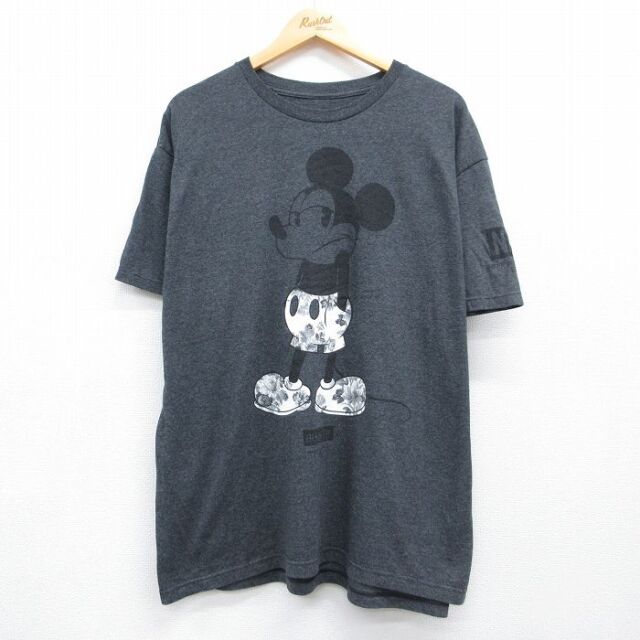 ディズニー 半袖Tシャツ ミッキー グレー メンズXL相当 | 古着