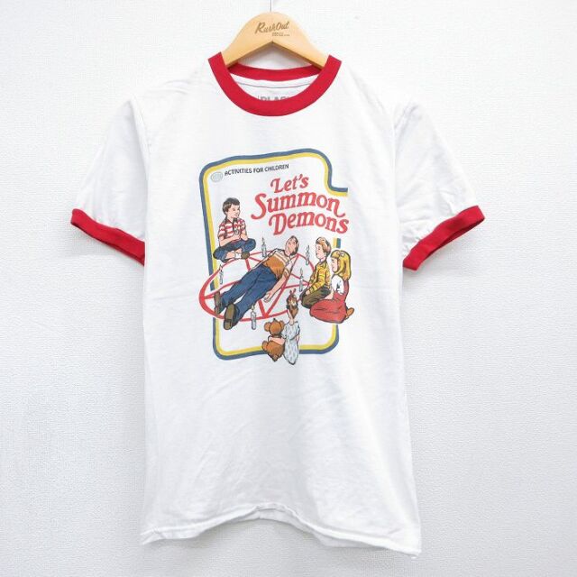 半袖Tシャツ Lets Summon Demons ホワイト メンズS相当 | 古着