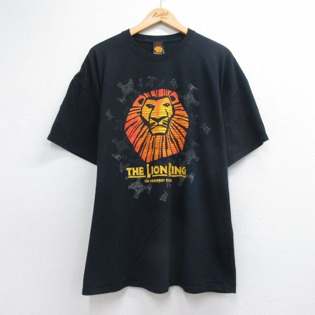 ディズニー 半袖Tシャツ ライオンキング ブラック メンズXL相当 | 古着