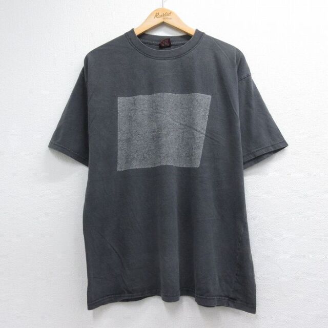 XL★古着 半袖 Tシャツ メンズ 大きいサイズ コットン クルーネック ブラック 26jul17