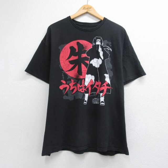 リップルジャンクション 半袖Tシャツ うちはイタチ ブラック メンズXL相当 | 古着