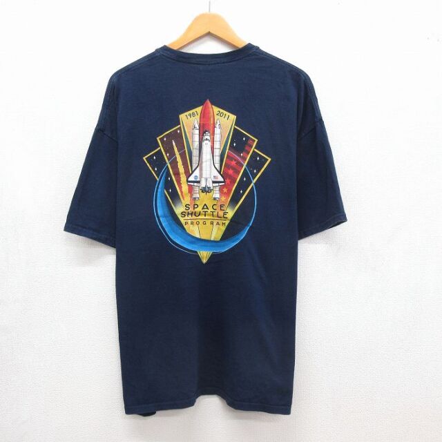 NASA 半袖Tシャツ NASAプリント ネイビー メンズXL相当 | 古着