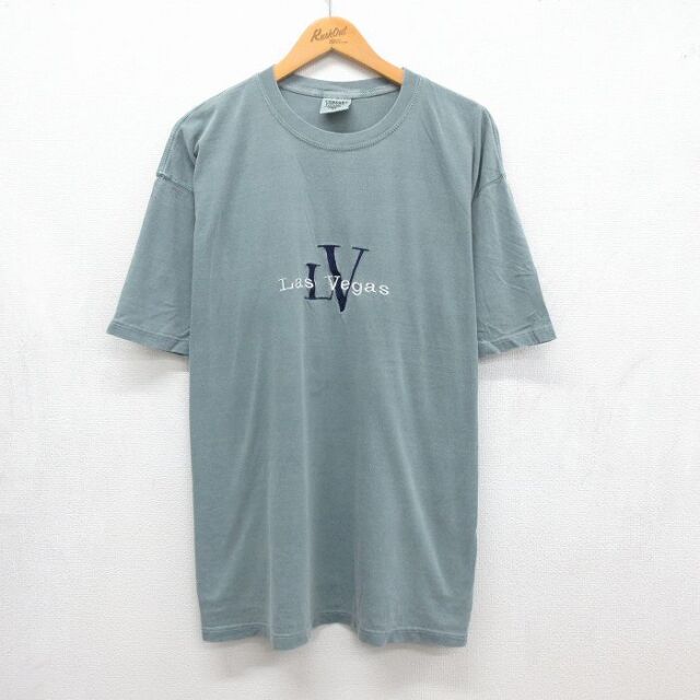 ラスベガス 半袖Tシャツ 刺繍 グリーン メンズXL相当 | 古着