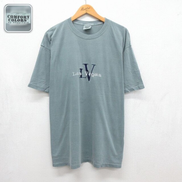 ラスベガス 半袖Tシャツ 刺繍 グリーン メンズXL相当 | 古着