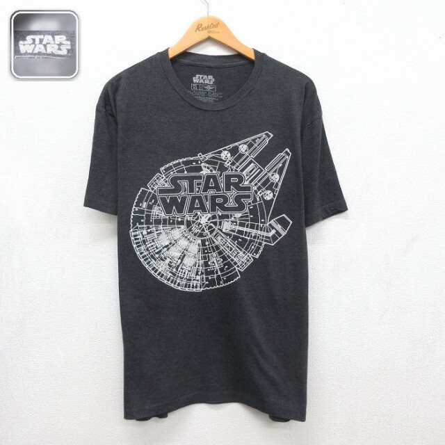 スターウォーズ 半袖Tシャツ ミレニアムファルコン グレー メンズXL相当 | 古着