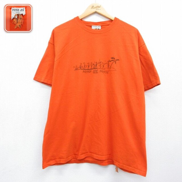 半袖 Tシャツ PIRANA JOE コットン クルーネック オレンジ メンズXL相当 | 古着