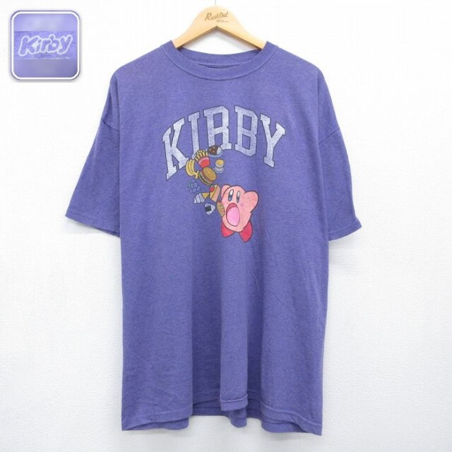 星のカービィ 半袖Tシャツ 霜降り パープル メンズXL相当 | 古着
