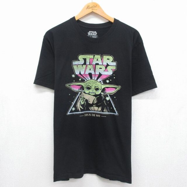 スターウォーズ 半袖Tシャツ ベビーヨーダ ブラック メンズXL相当 | 古着