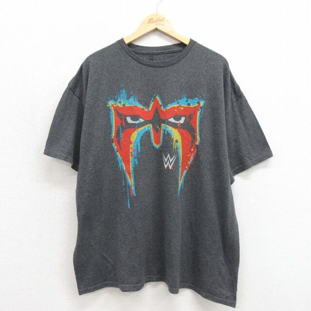 ワールドプロレスリング 半袖Tシャツ アルティメットウォリアープリント グレー メンズXL相当 | 古着