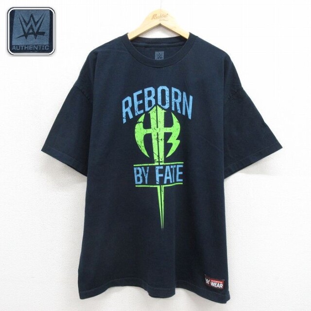 ワールドプロレスリング 半袖Tシャツ REBORN ブラック メンズXL相当 | 古着