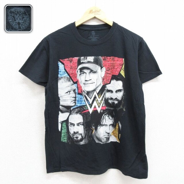 ワールドプロレスリング 半袖Tシャツ ジョンシナプリント ブラック メンズL相当 | 古着