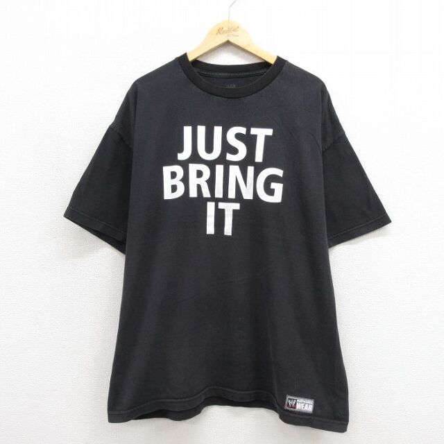 XL★古着 半袖 Tシャツ メンズ ワールドプロレスリング ザロック 大きいサイズ クルーネック ブラック【spe】 26jul28