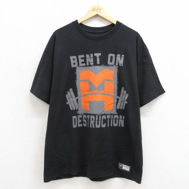 ワールドプロレスリング 半袖Tシャツ マークヘンリープリント ブラック メンズXL相当 | 古着