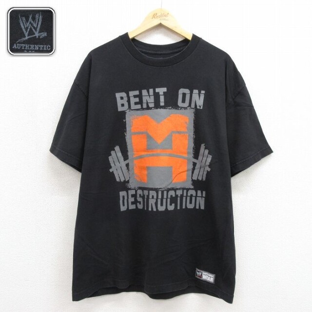 ワールドプロレスリング 半袖Tシャツ マークヘンリープリント ブラック メンズXL相当 | 古着