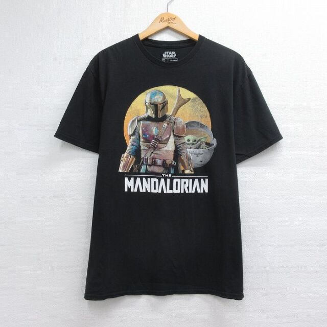 スターウォーズ 半袖Tシャツ マンダロリアン ベビーヨーダプリント ブラック メンズXL相当 | 古着