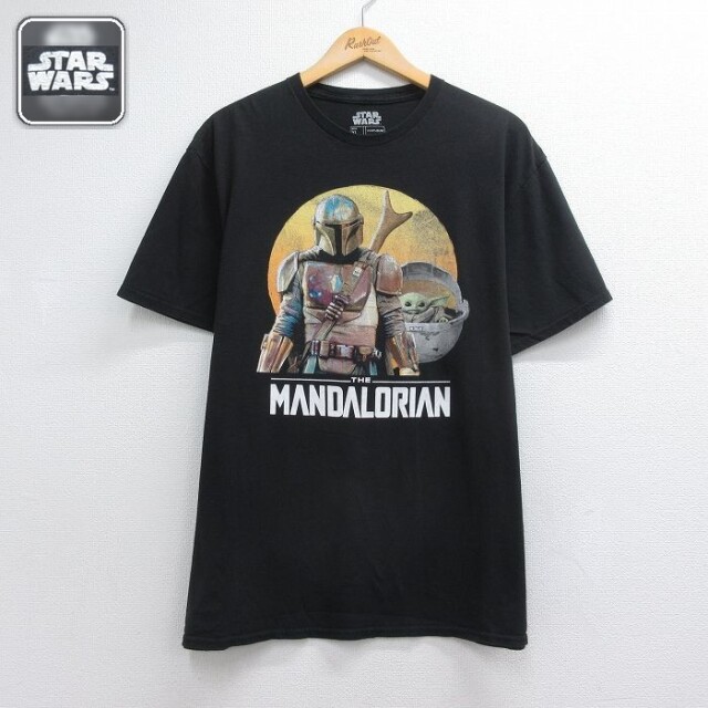 スターウォーズ 半袖Tシャツ マンダロリアン ベビーヨーダプリント ブラック メンズXL相当 | 古着