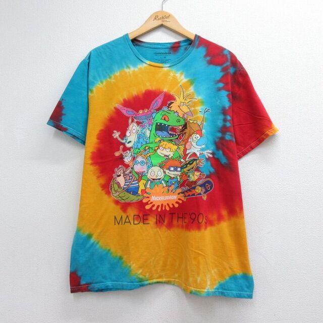 ニコロデオン 半袖Tシャツ タイダイ イエロー メンズXL相当 | 古着