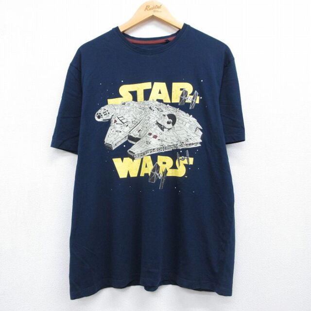 スターウォーズ 半袖Tシャツ ミレニアムファルコン ネイビー メンズXL相当 | 古着