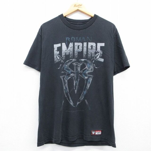 ワールドプロレスリング 半袖Tシャツ ローマンレインズプリント ブラック メンズL相当 | 古着