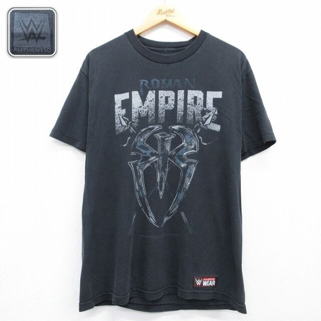 ワールドプロレスリング 半袖Tシャツ ローマンレインズプリント ブラック メンズL相当 | 古着