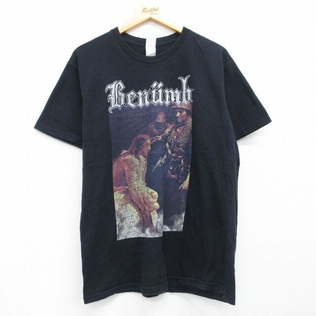 L★古着 半袖 ロック バンド Tシャツ メンズ Benumb コットン クルーネック ブラック【spe】 26aug04