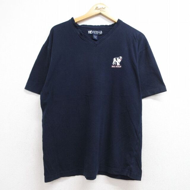 ビッグドッグス 半袖Tシャツ ワンポイントロゴ ネイビー メンズXL相当 | 古着