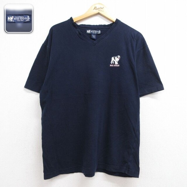 ビッグドッグス 半袖Tシャツ ワンポイントロゴ ネイビー メンズXL相当 | 古着