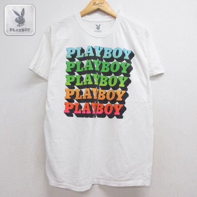 プレイボーイ 半袖Tシャツ ホワイト メンズL相当 | 古着